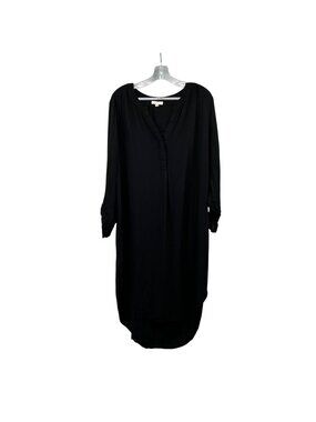 Alex & Lili Black Hi Low Dress Long Roll Tab Sleeve Lightweight Womens Size XL